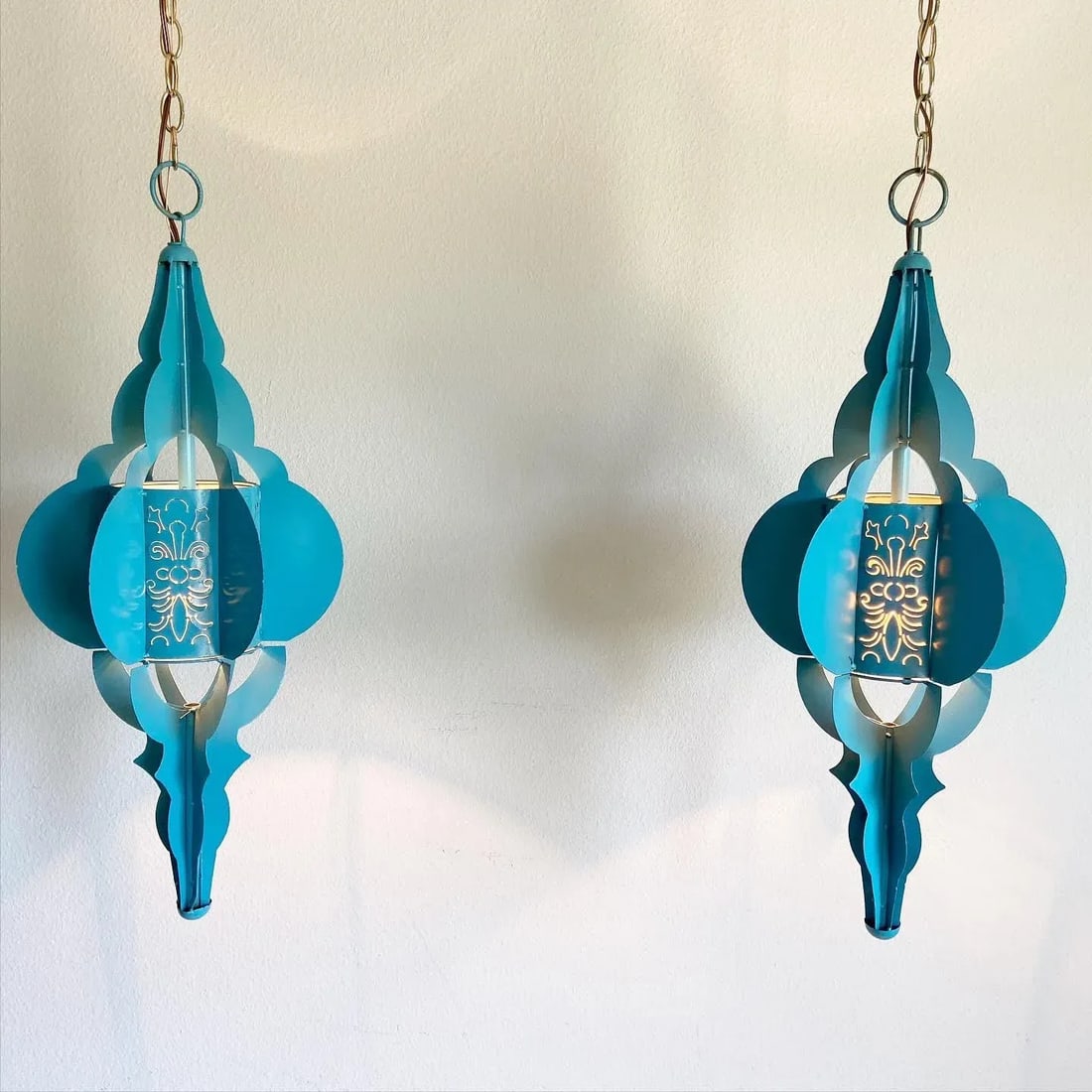 Modern Pierced Moroccan Pendant Lights, Pair - 2