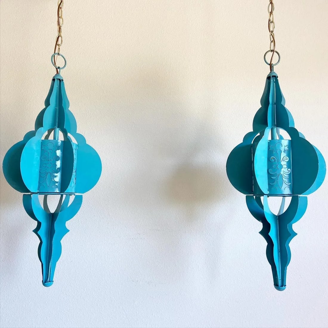 Modern Pierced Moroccan Pendant Lights, Pair - 7