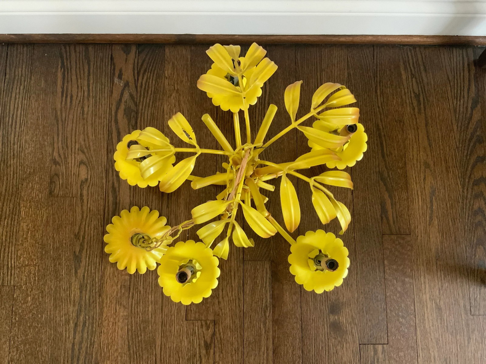 1960s Faux Bamboo French 5 Arm Chandelier - 2