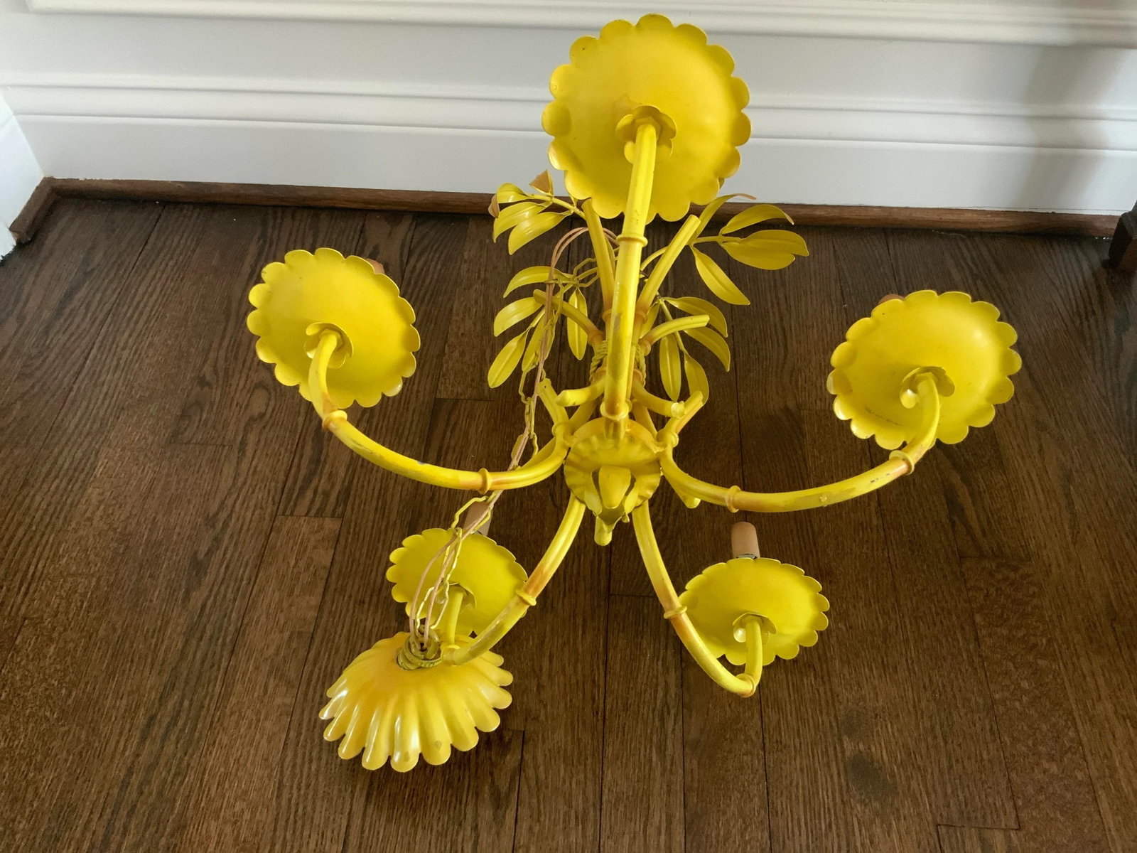 1960s Faux Bamboo French 5 Arm Chandelier - 4