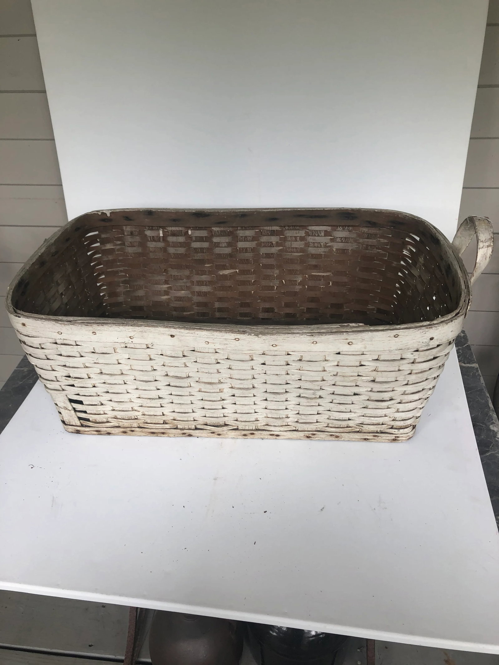 Oak White Laundry Basket With Handle - 2