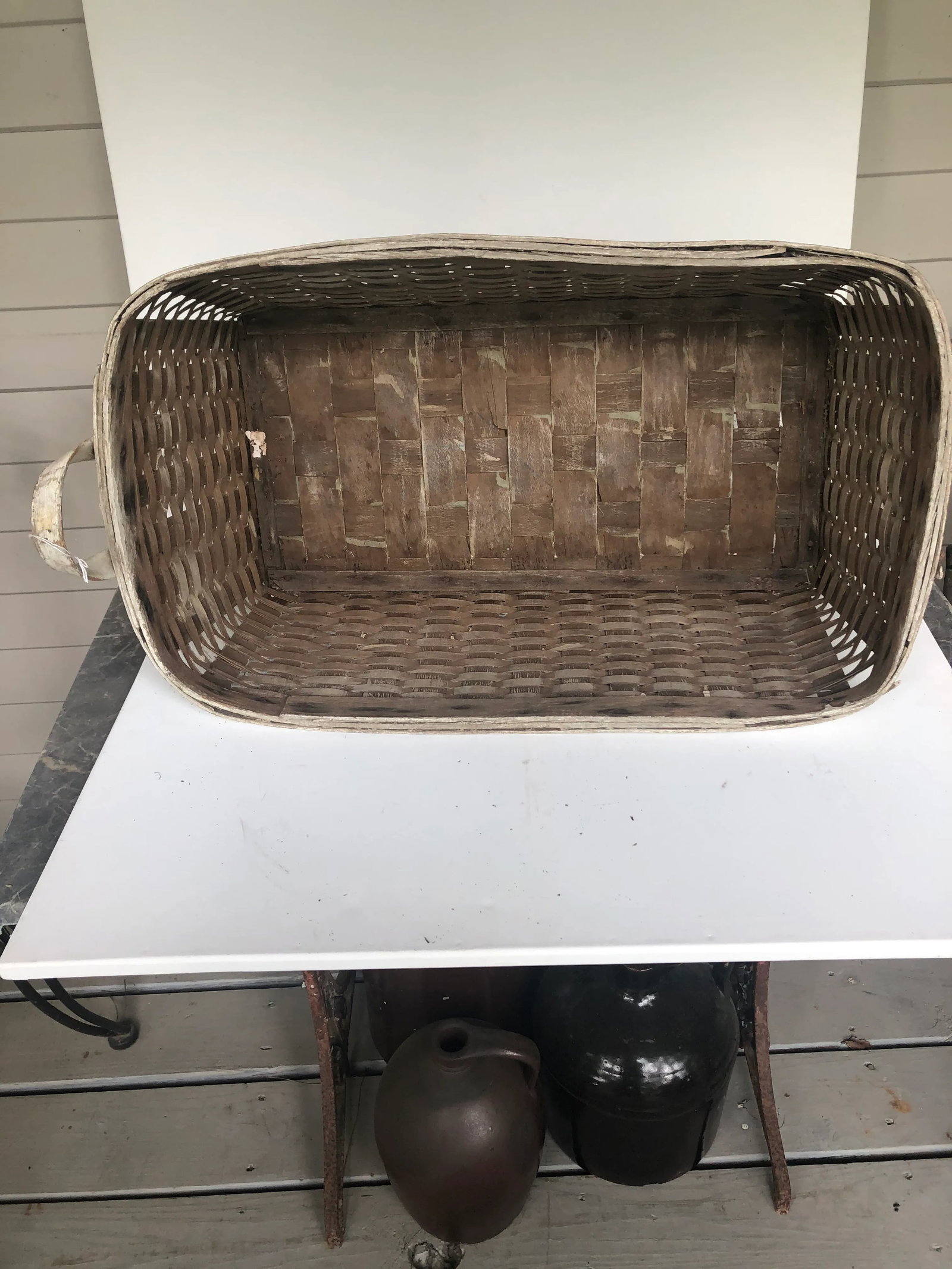 Oak White Laundry Basket With Handle - 3