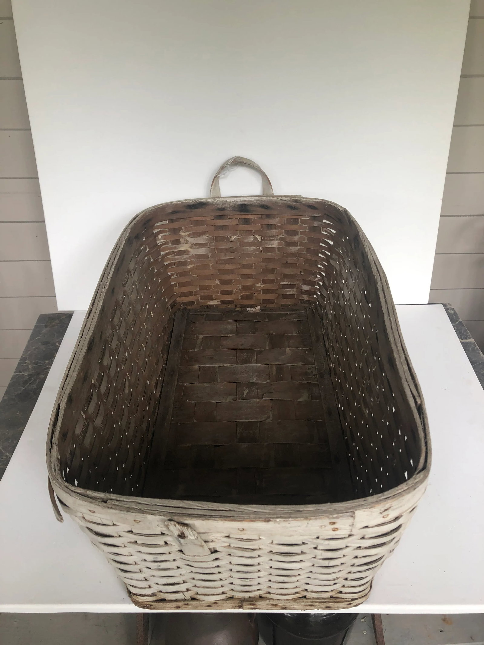 Oak White Laundry Basket With Handle - 5