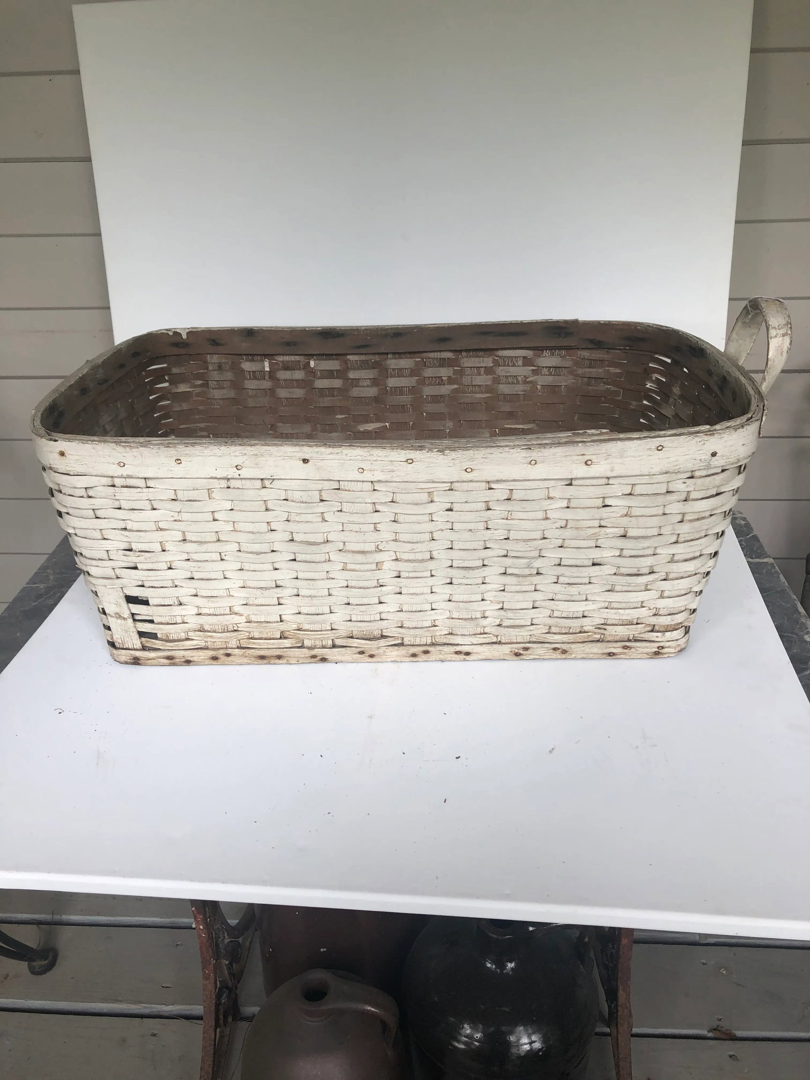 Oak White Laundry Basket With Handle - 9