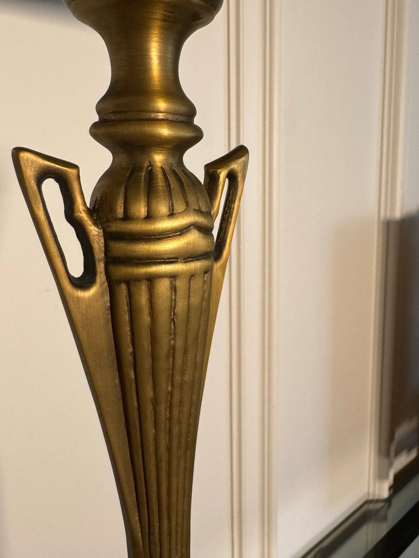 Vintage Art Deco Satin Brass & Black Table Lamp - 6