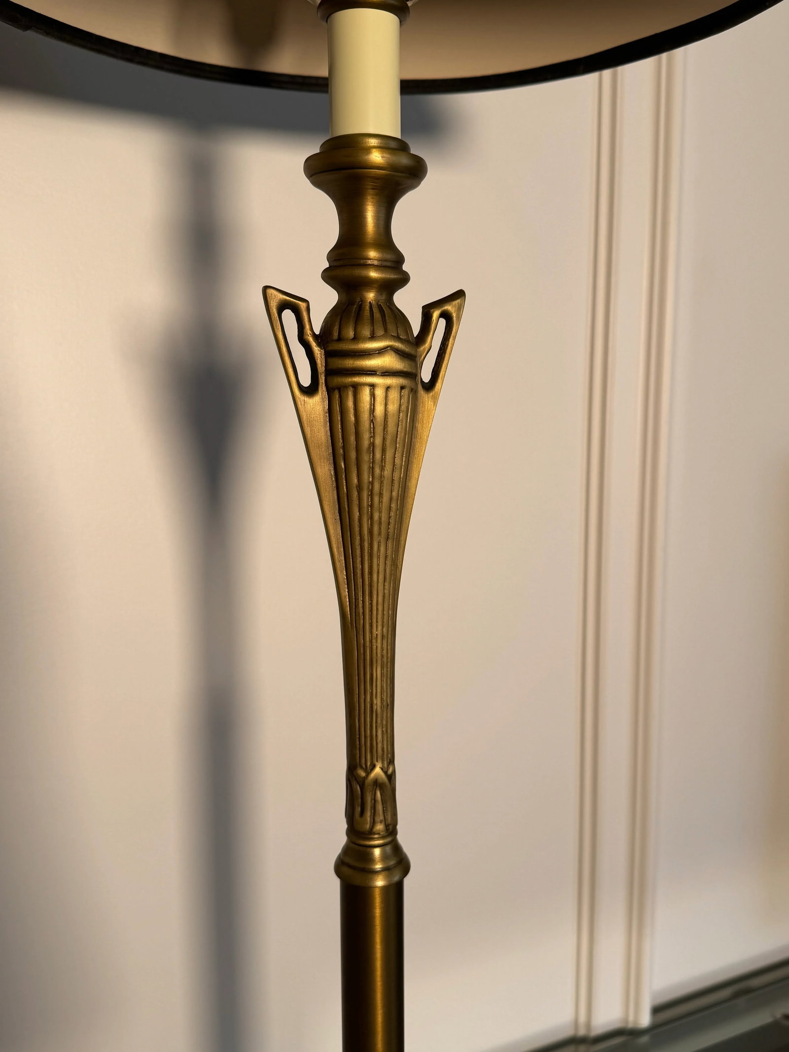 Vintage Art Deco Satin Brass & Black Table Lamp - 7