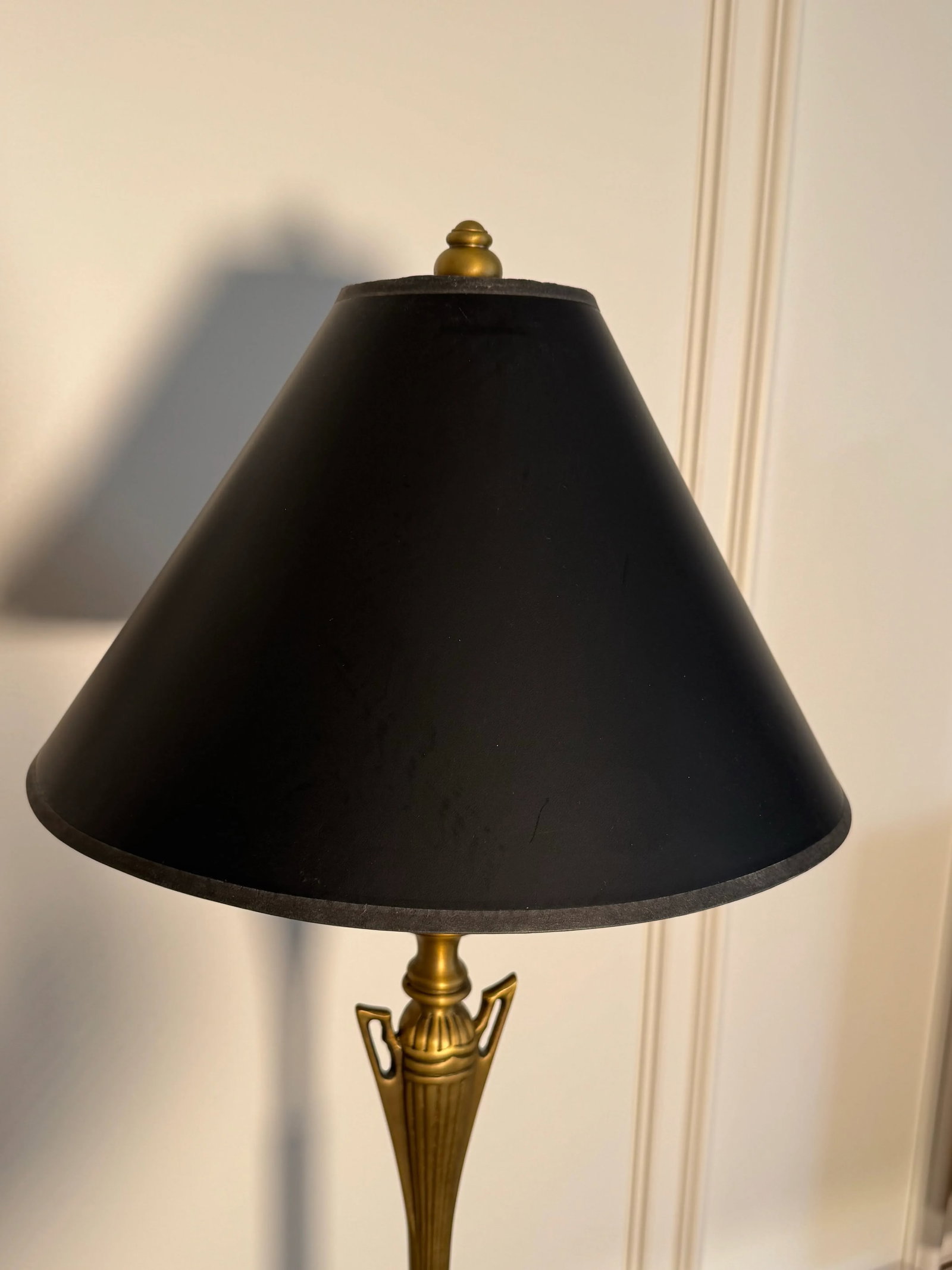 Vintage Art Deco Satin Brass & Black Table Lamp - 8