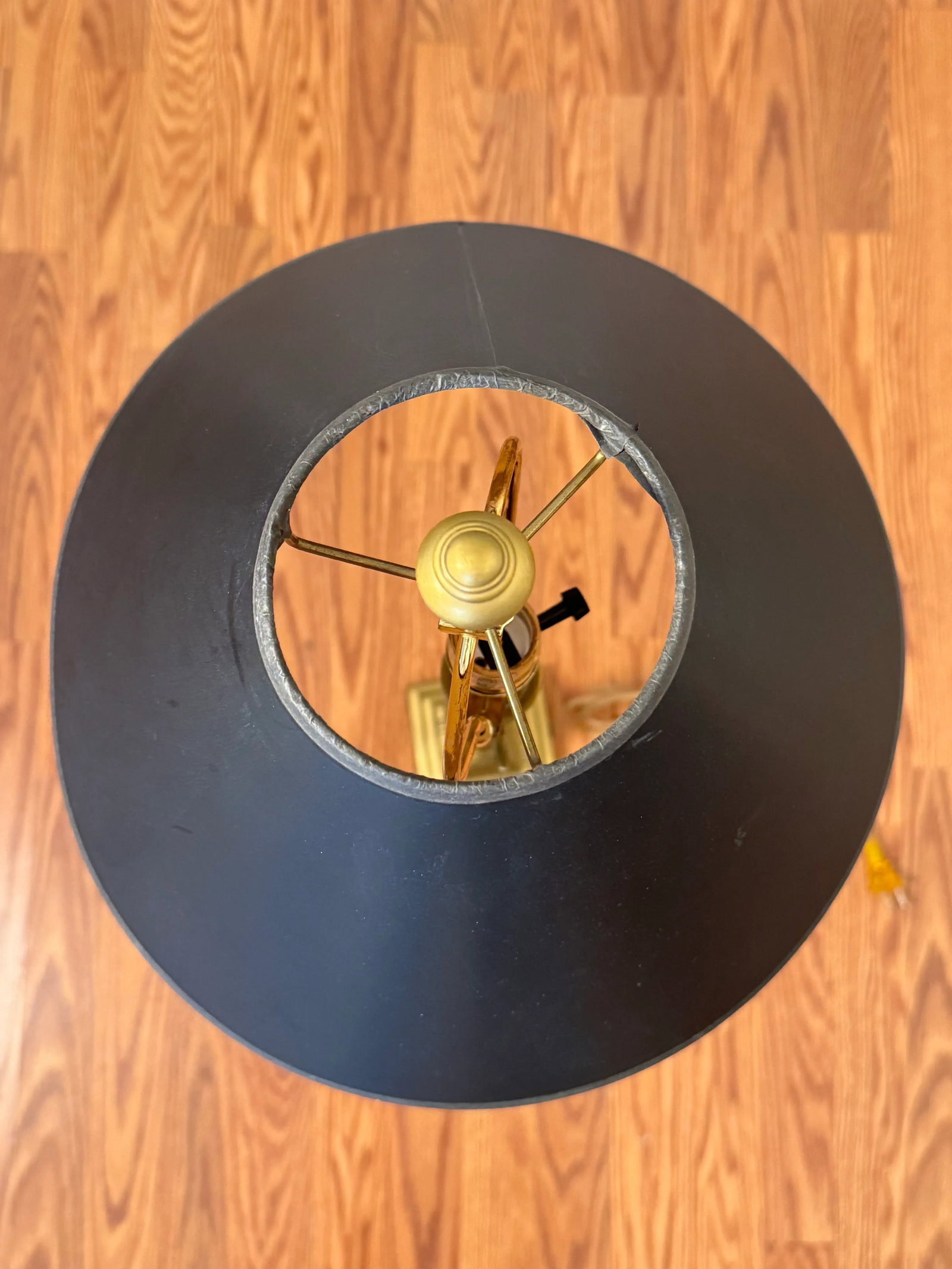 Vintage Art Deco Satin Brass & Black Table Lamp - 9