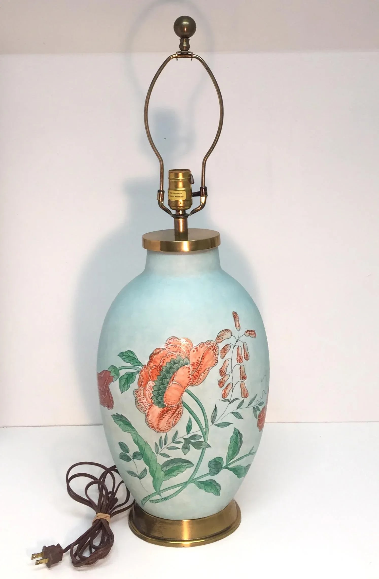 Vintage 1980's Chapman Ceramic and Brass Table Lamp - 10