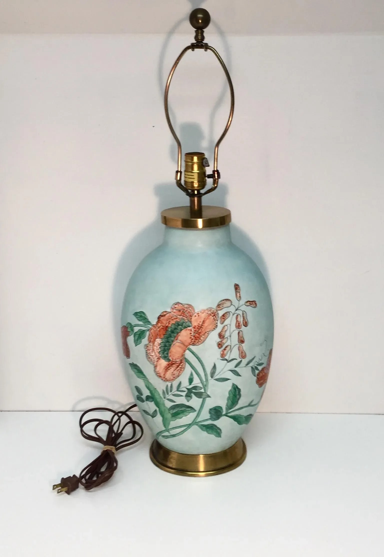 Vintage 1980's Chapman Ceramic and Brass Table Lamp - 12