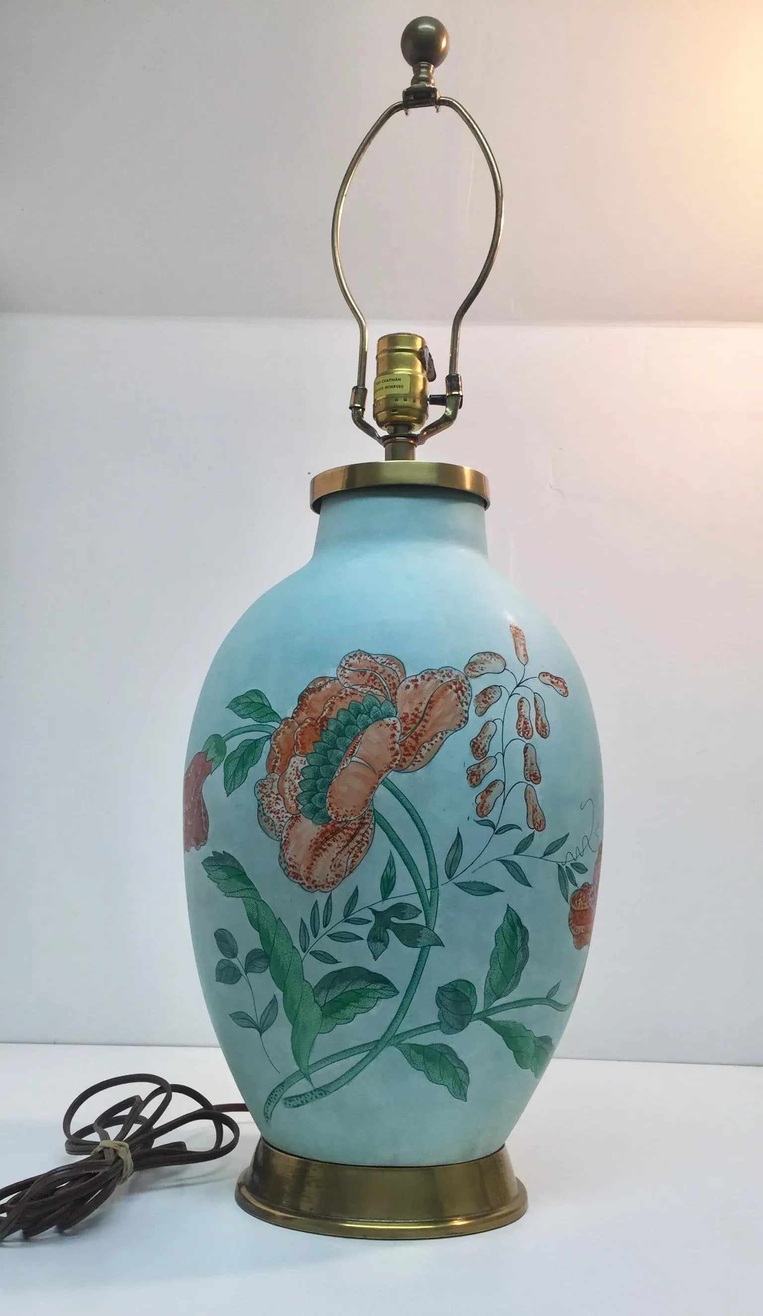 Vintage 1980's Chapman Ceramic and Brass Table Lamp - 2