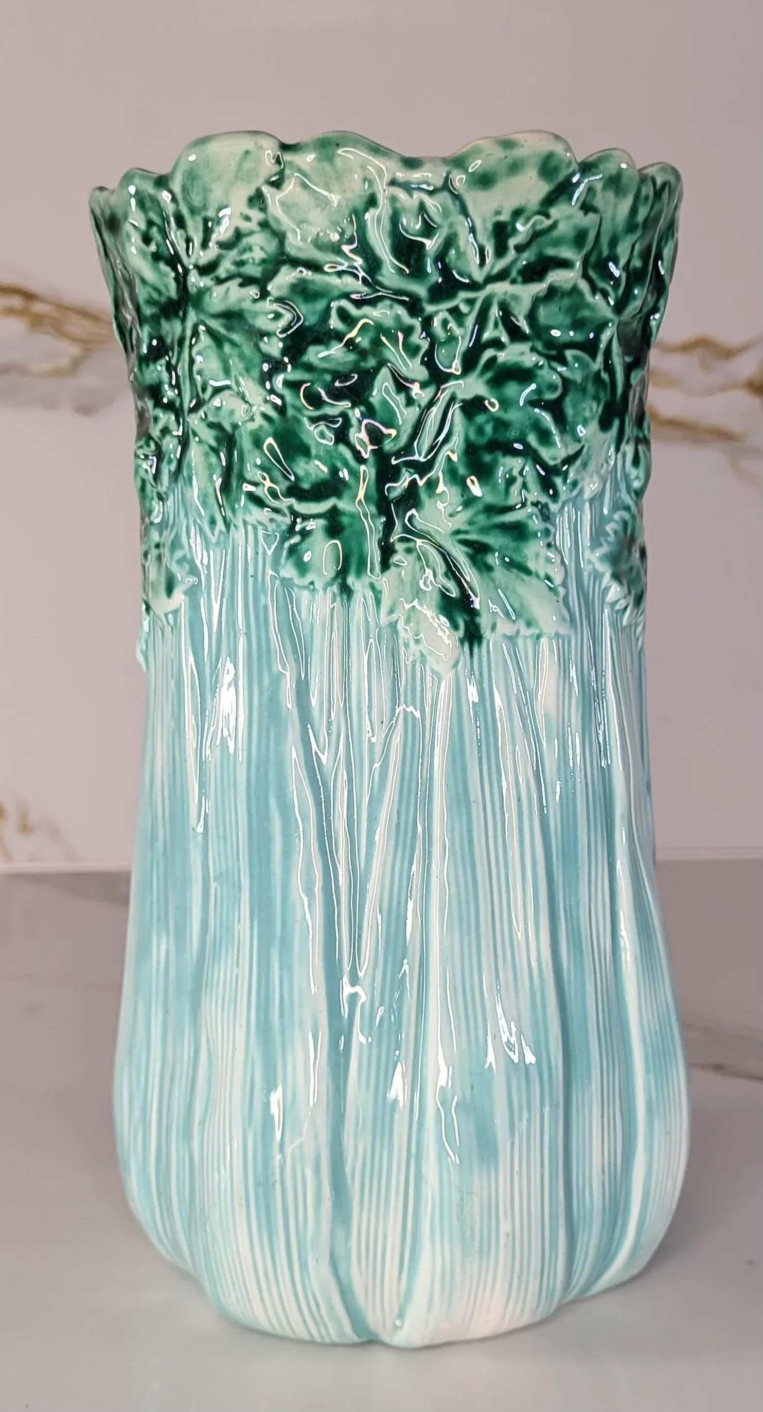 Late 19th Century Majolica Turquoise Celery Vase - 2