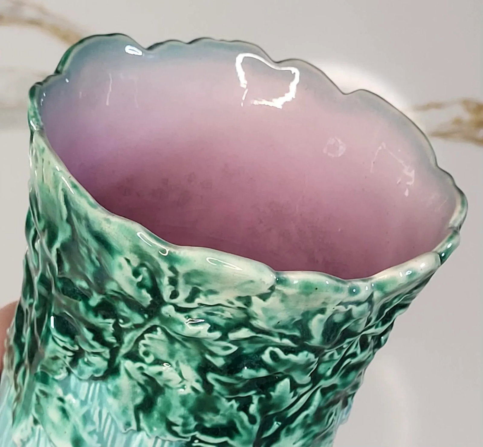 Late 19th Century Majolica Turquoise Celery Vase - 3