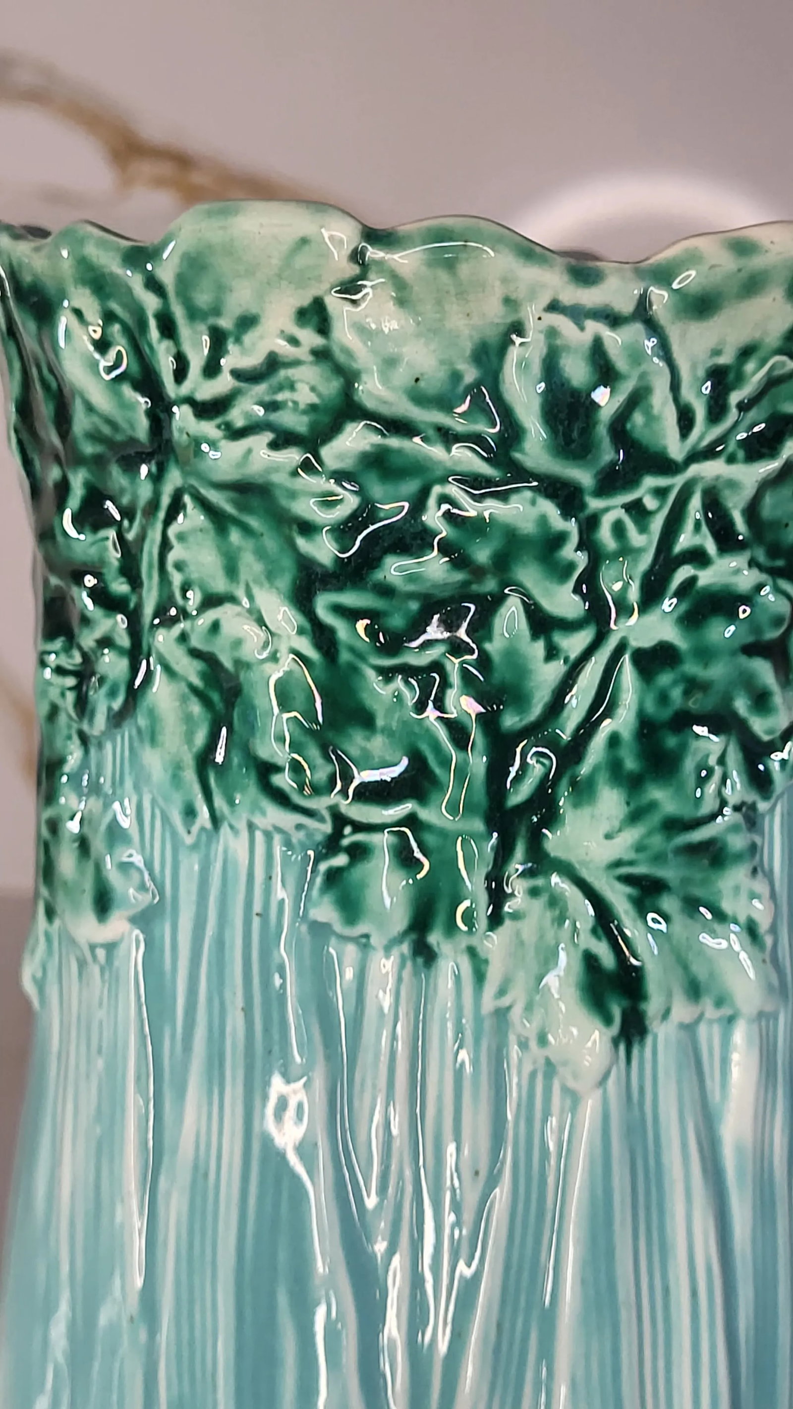 Late 19th Century Majolica Turquoise Celery Vase - 5