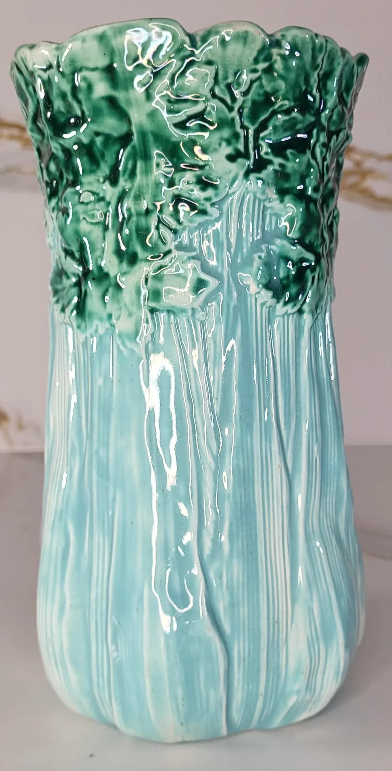 Late 19th Century Majolica Turquoise Celery Vase - 7