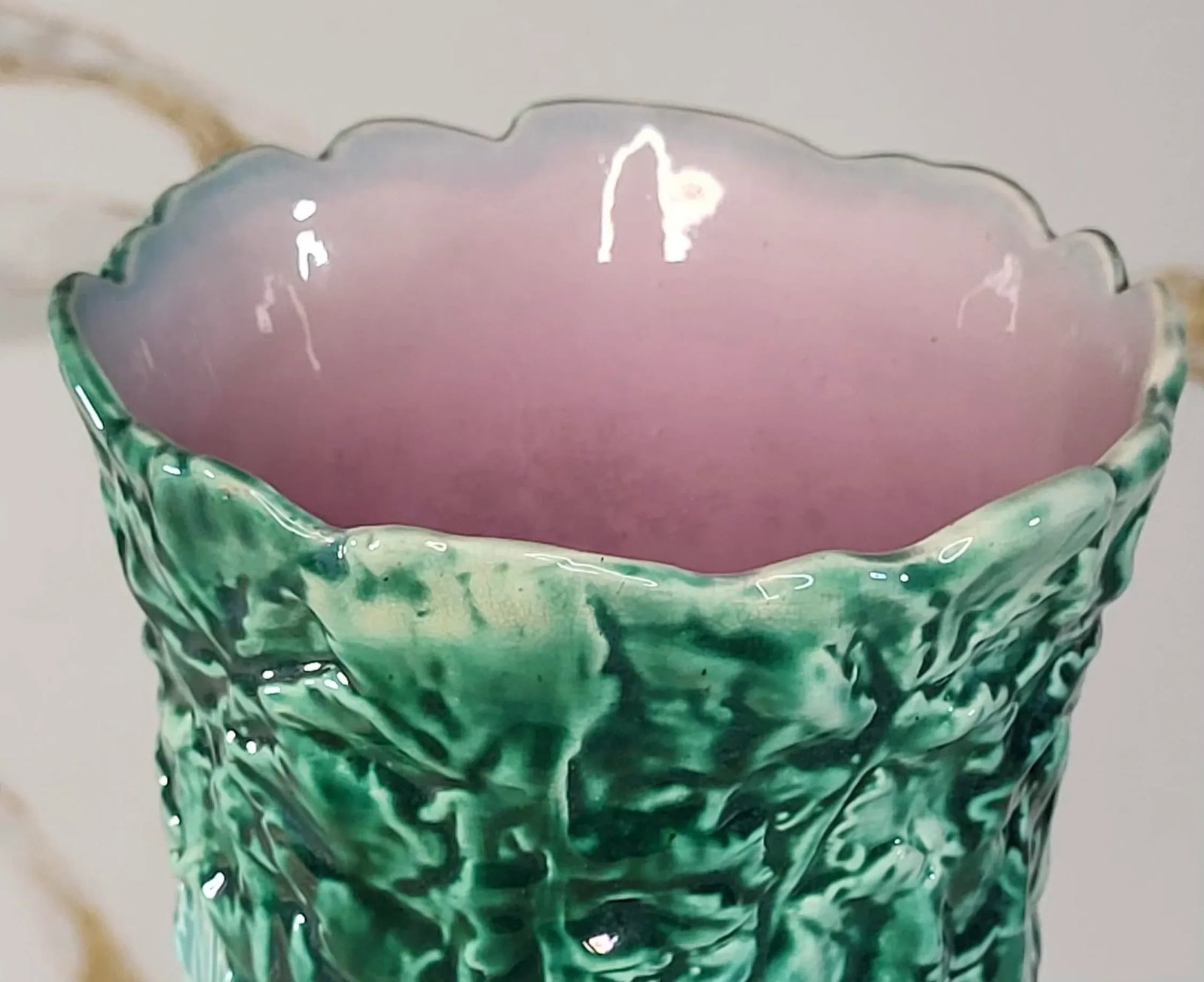 Late 19th Century Majolica Turquoise Celery Vase - 8