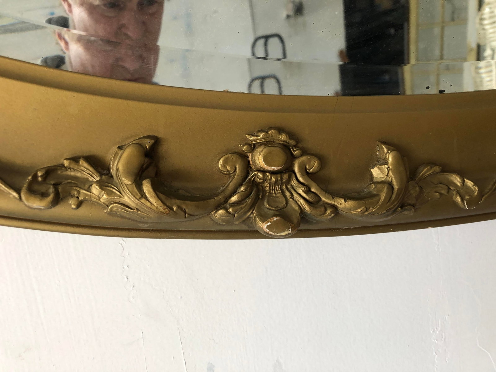 Vintage Oval Mirror Plaster Molded Frame 45x23 - 3