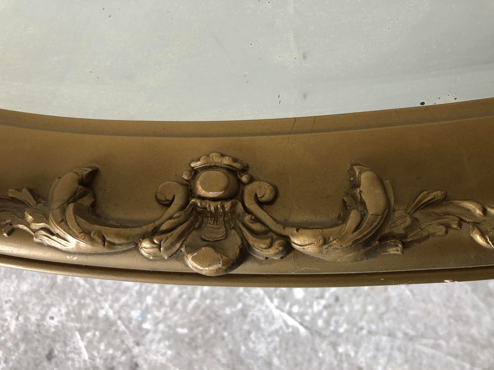 Vintage Oval Mirror Plaster Molded Frame 45x23 - 6