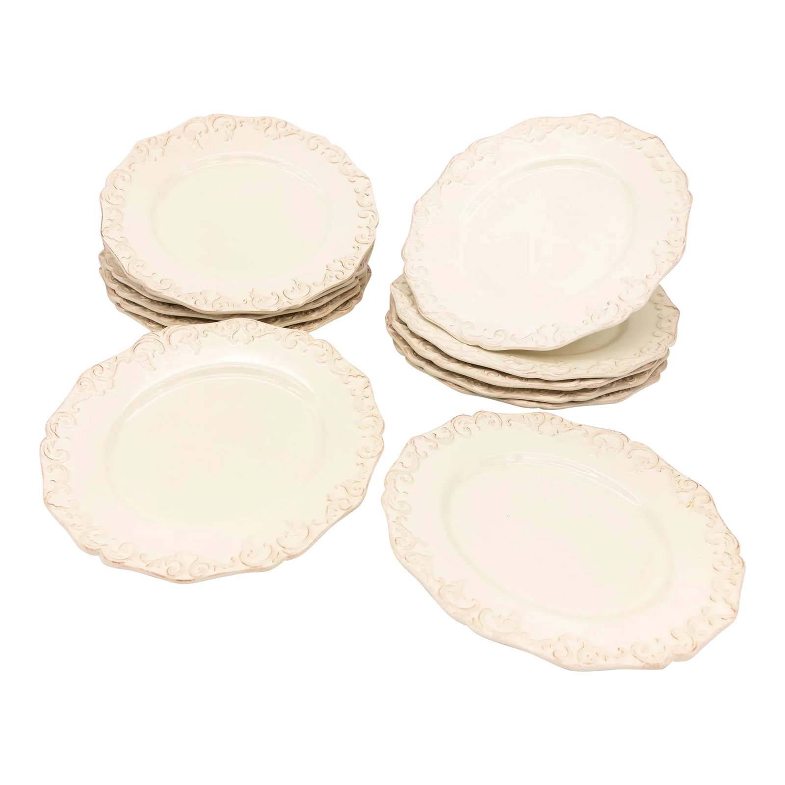 Anthropologie Stoneware Oval Dinner Plates, Set of 12, Portugal Circa 2007 (1 of 9)