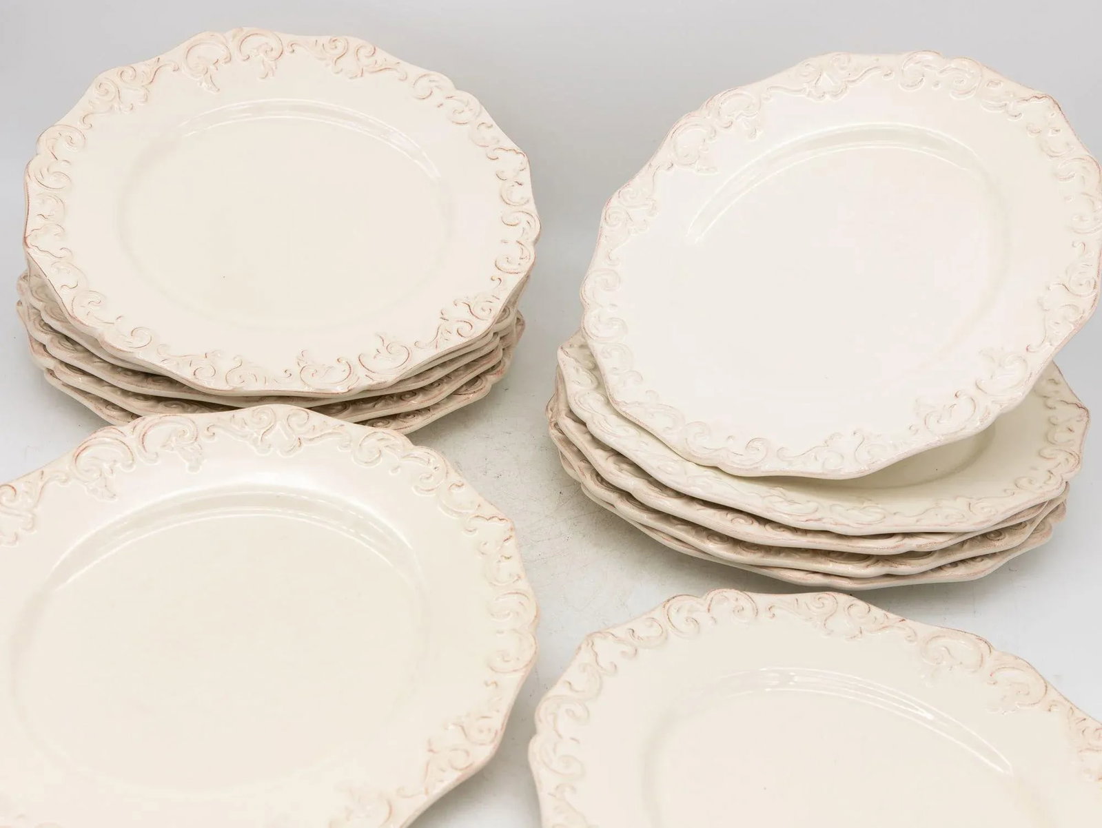 Anthropologie Stoneware Oval Dinner Plates, Set of 12, Portugal Circa 2007 - 2