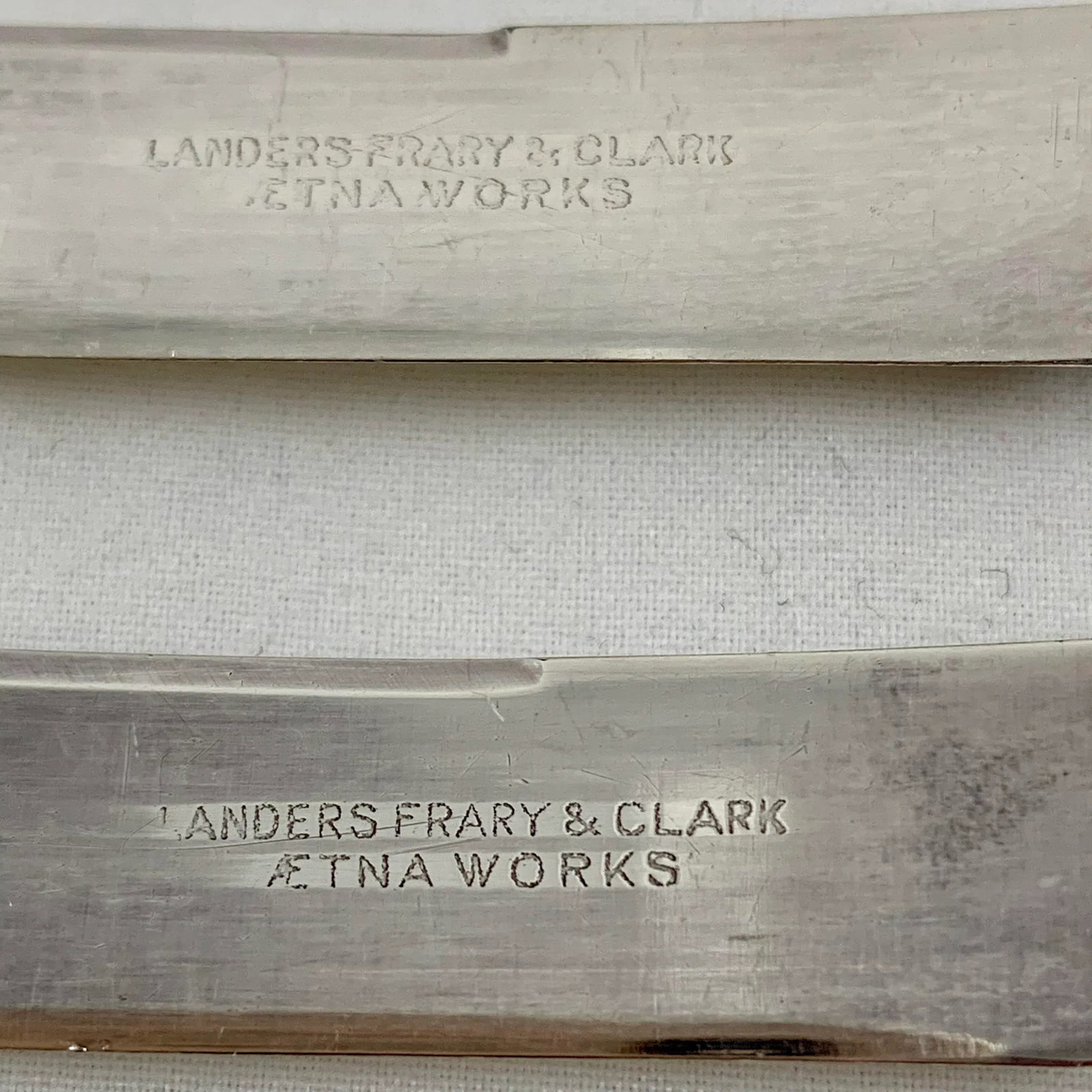 Aetna Works Mother of Pearl and Sterling Silver Collar Fruit Knives - Set of 4 - 6