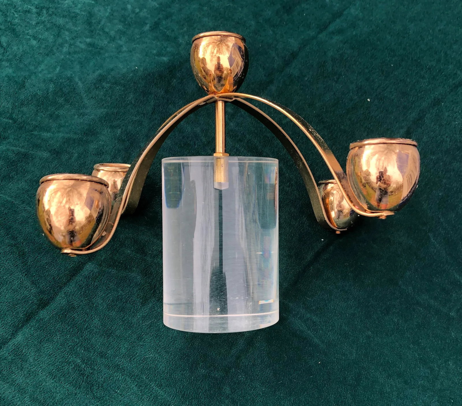 Vintage Lenox Clear Lucite and Brass Candle Holders - Set of 3 - 2