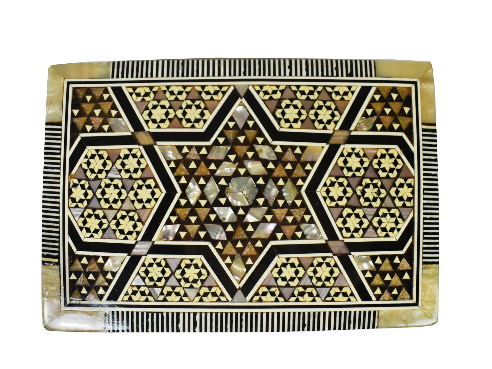 Vintage Handmade Moroccan Marquetry Inlaid Mother of Pearl Jewelry Trinket Box - 3
