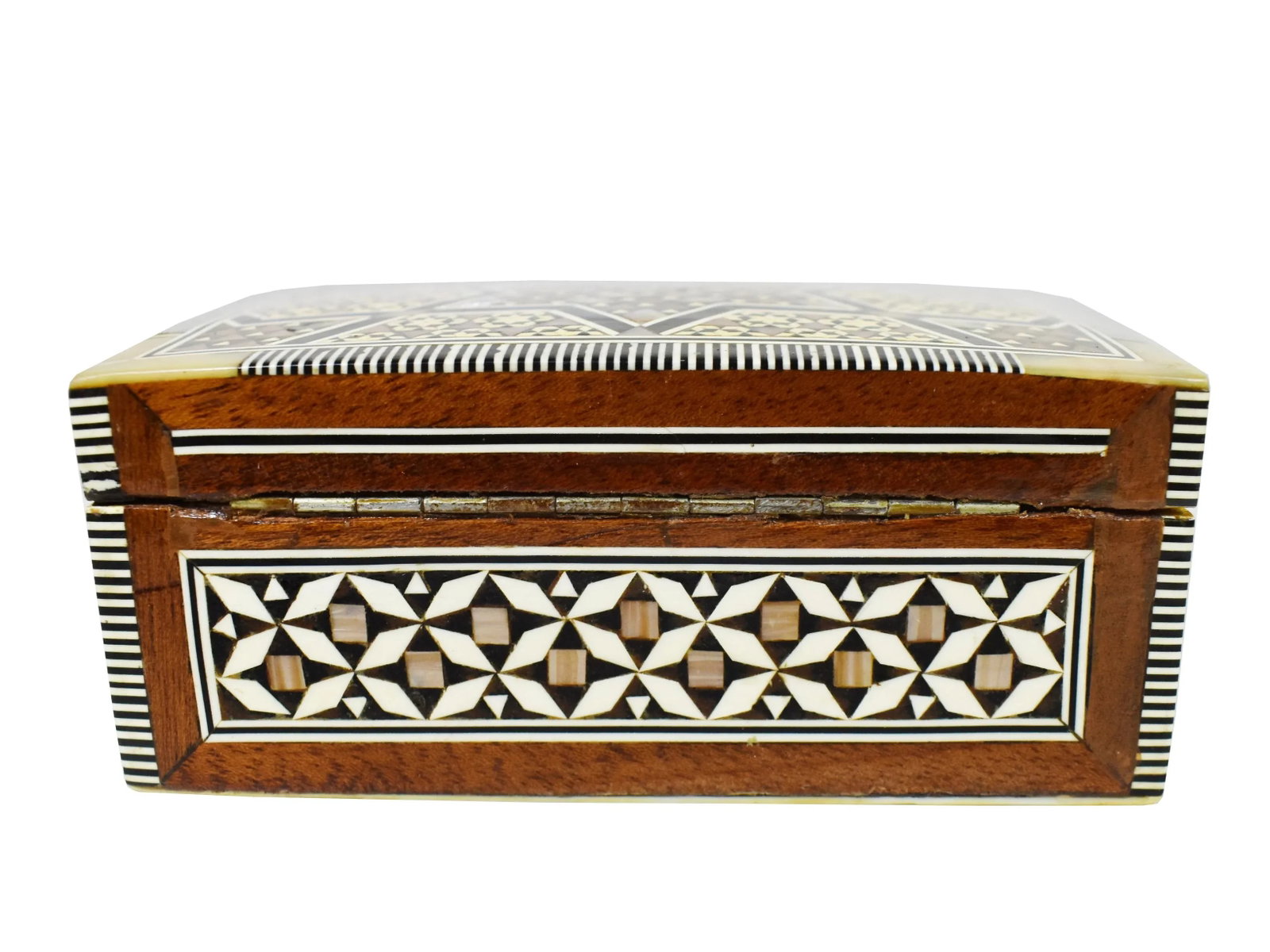 Vintage Handmade Moroccan Marquetry Inlaid Mother of Pearl Jewelry Trinket Box - 6