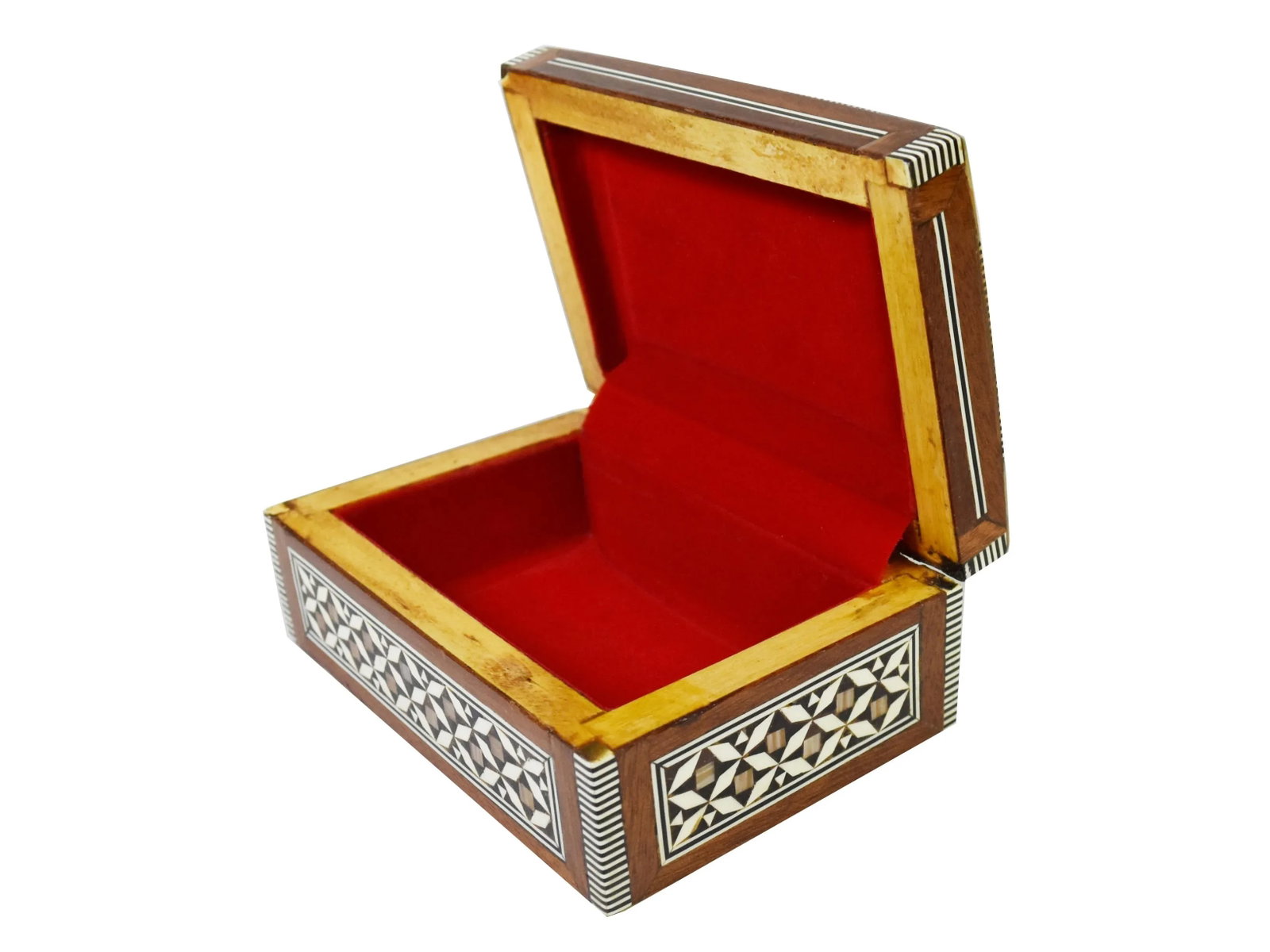 Vintage Handmade Moroccan Marquetry Inlaid Mother of Pearl Jewelry Trinket Box - 9