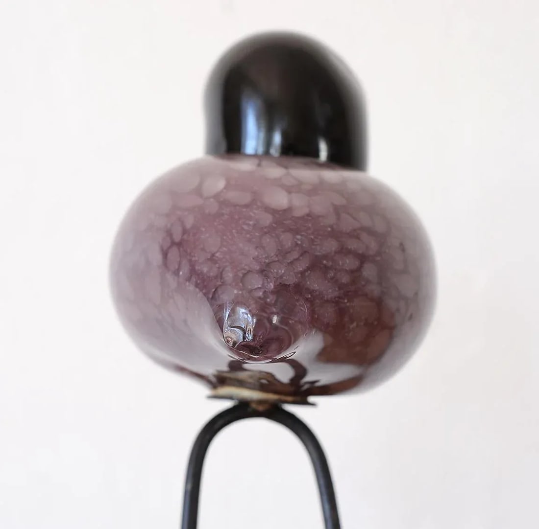 Mid Century Modern Style Hand-Blown Glass Bird Figurine With Metal Legs - 7