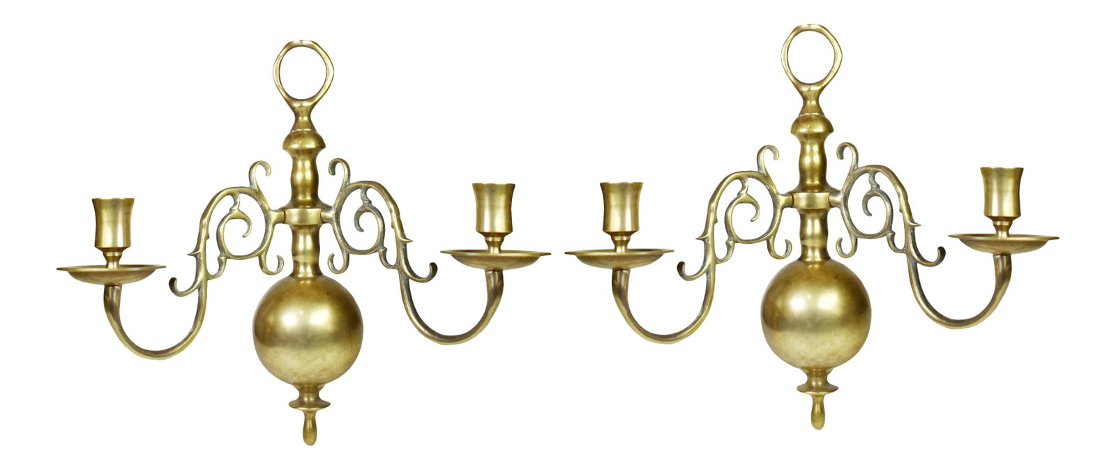 Vintage Tall Solid Brass Wall Mounted Sconces Double Candle Candlestick Holder - a Pair: These wall sconces adds elegant character as it brightens your space. They are perfect for any home decor. Solid brass Set of 2 In great vintage condition Dimensions (approximately): 13" H x 14" L x 8