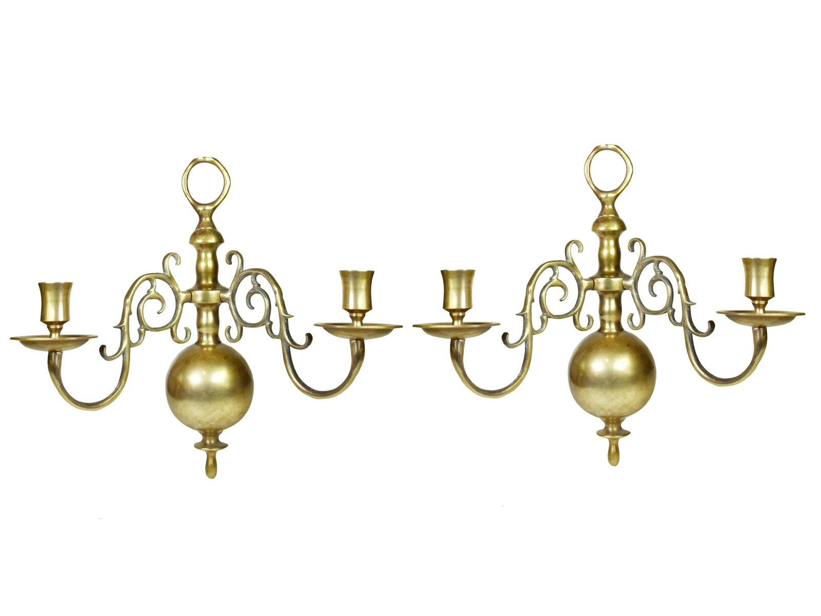 Vintage Tall Solid Brass Wall Mounted Sconces Double Candle Candlestick Holder - a Pair - 6