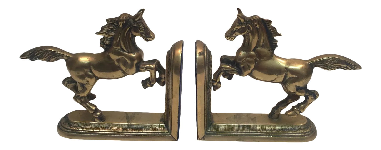 Vintage Hand Crafted Brass Horse Book Ends - a Pair (1 of 13)