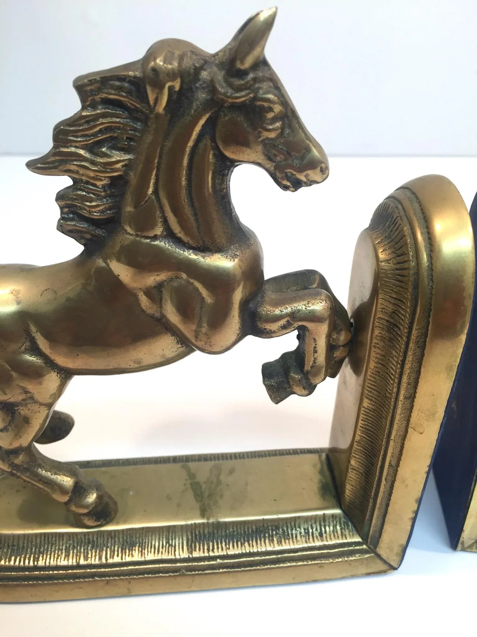 Vintage Hand Crafted Brass Horse Book Ends - a Pair - 4