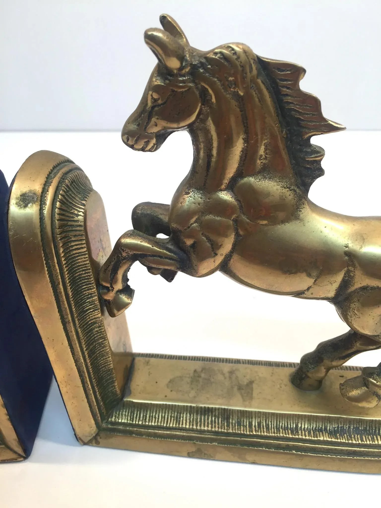 Vintage Hand Crafted Brass Horse Book Ends - a Pair - 5
