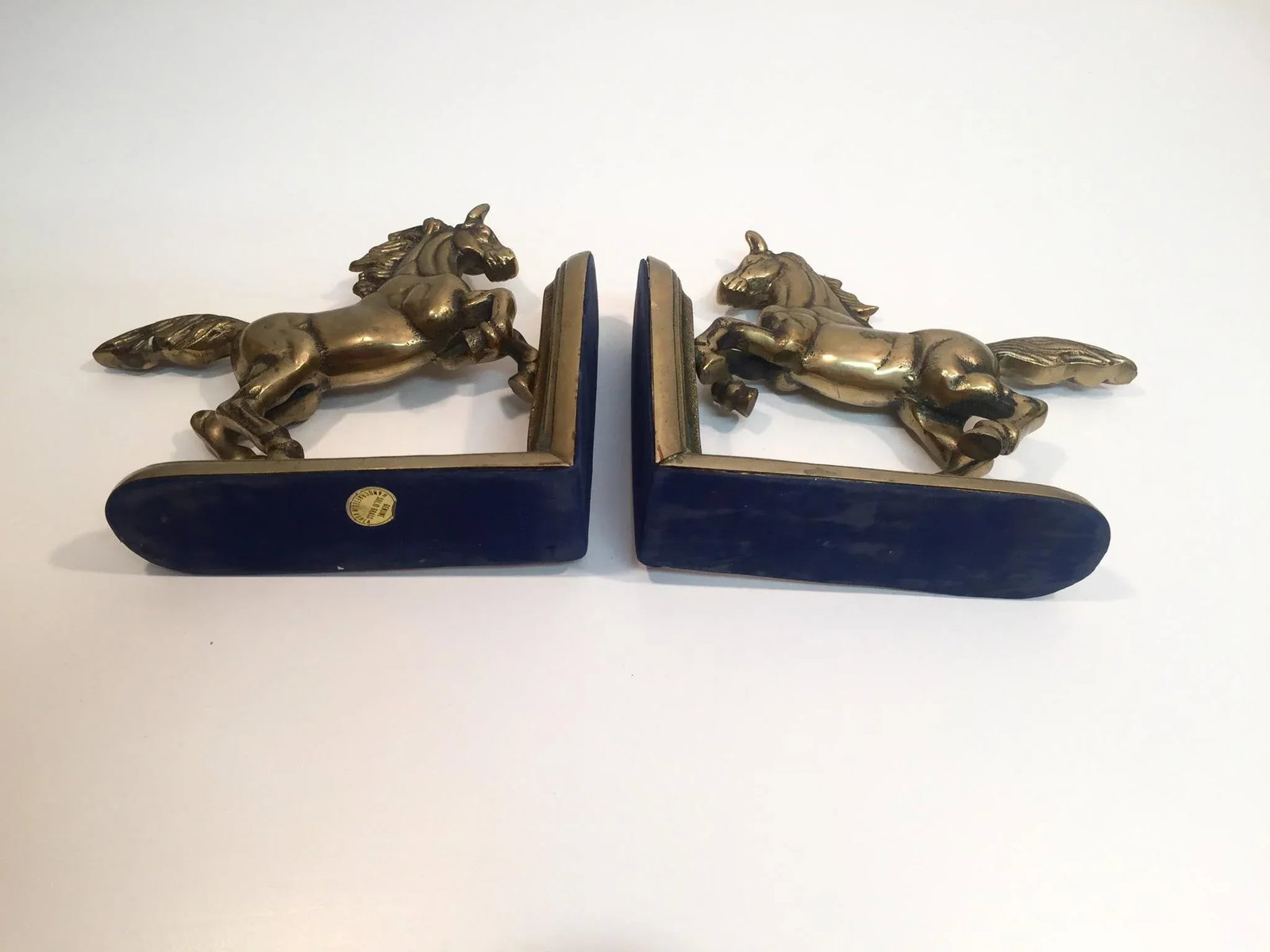 Vintage Hand Crafted Brass Horse Book Ends - a Pair - 6