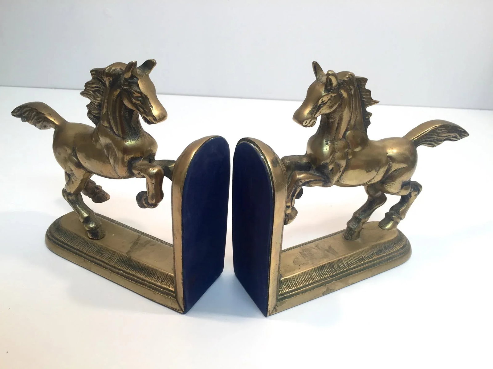 Vintage Hand Crafted Brass Horse Book Ends - a Pair - 9