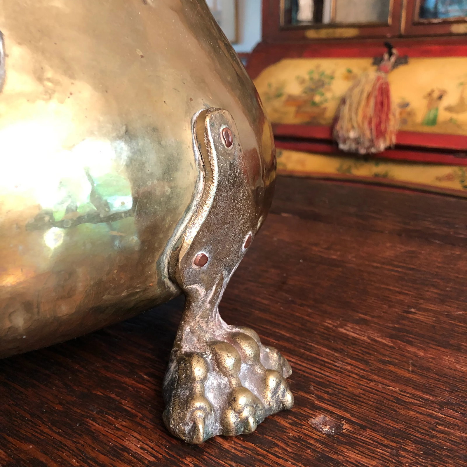 Antique Russian Pre Revolution Imperial Hallmark Brass Hand Rolled Jardiniere - 4