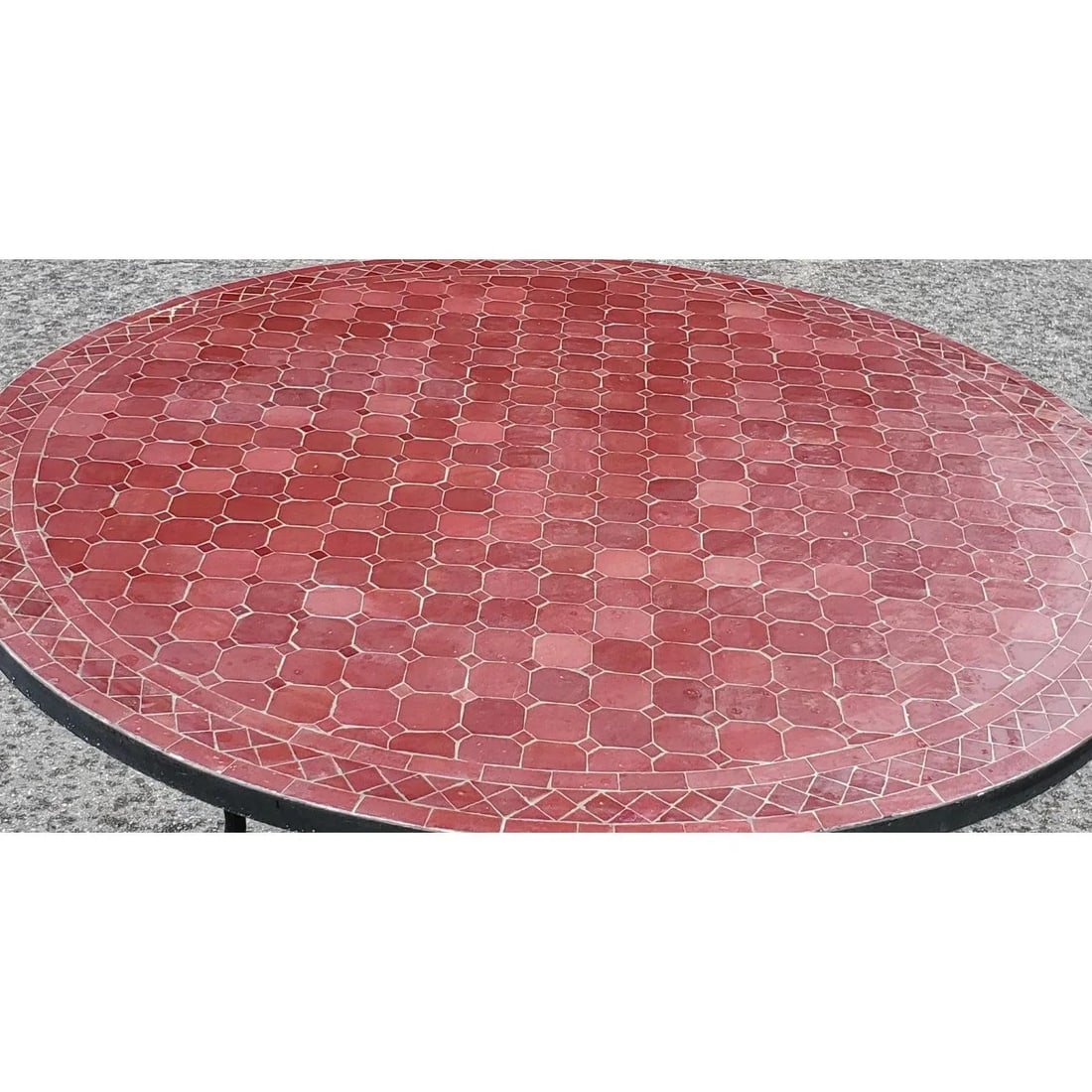 Moroccan 48" Round Burgundy Mosaic Coffee Table - 5