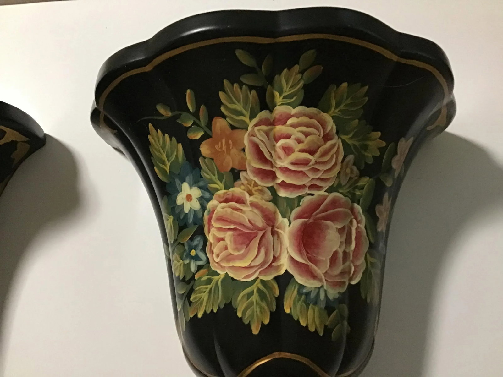 19th Century Style Regency Floral Wall Sconce Shelves - a Pair - 4