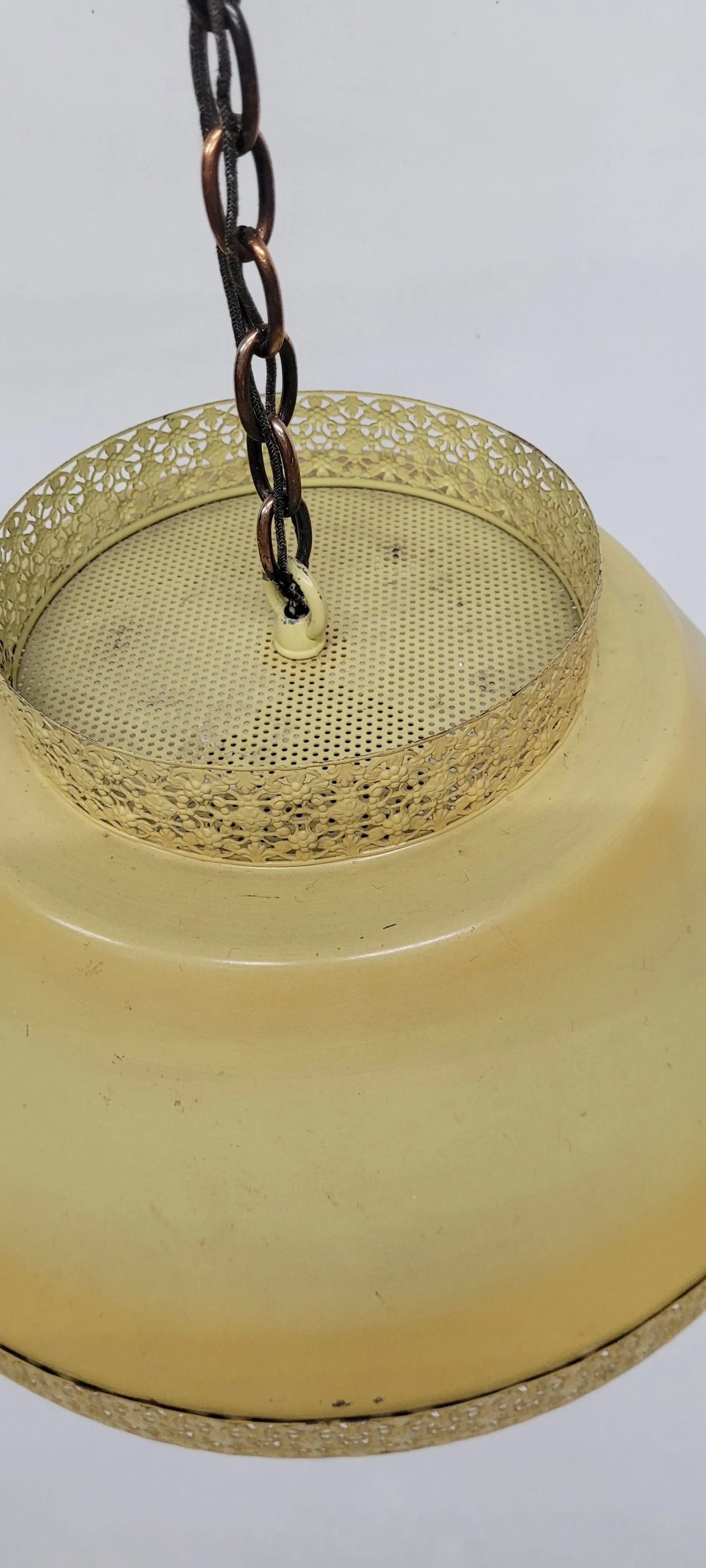 Vintage Tole French Filagree Metal Hanging Ceiling Kitchen Light - 11