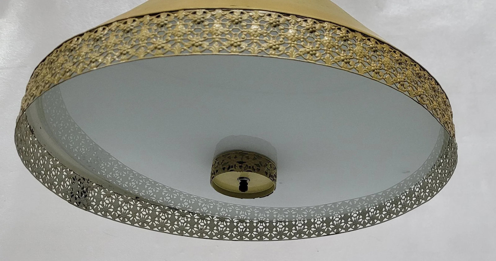 Vintage Tole French Filagree Metal Hanging Ceiling Kitchen Light - 8