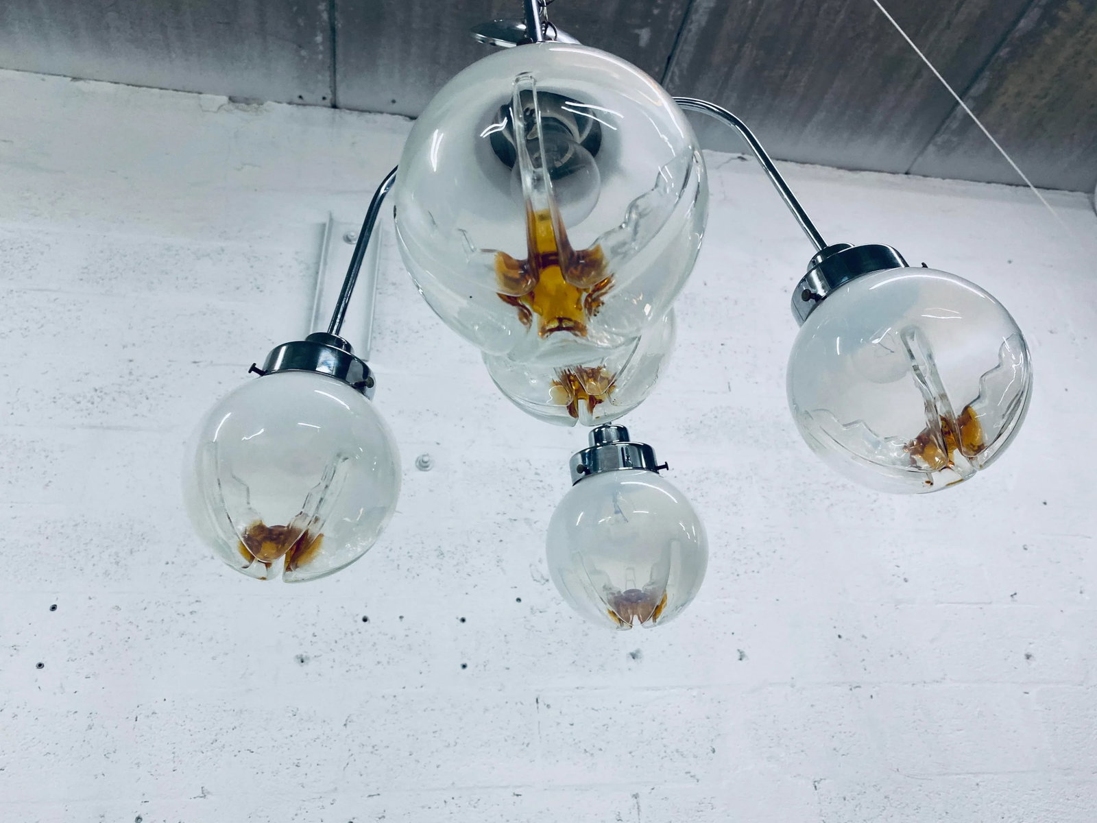 Mid-Century Modern Mazzega Five Arm Murano Glass Chandelier - 12