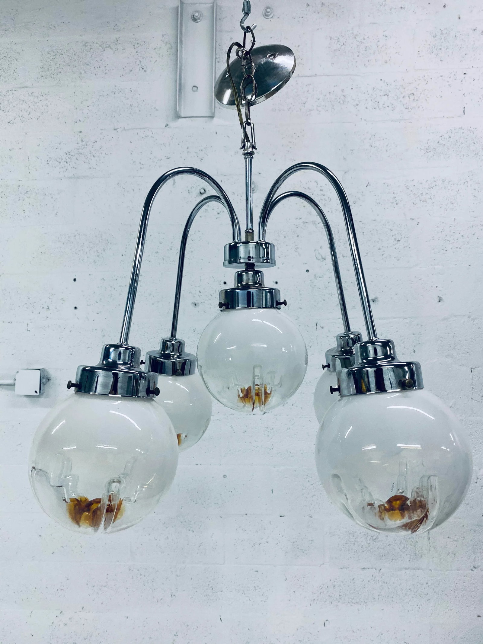 Mid-Century Modern Mazzega Five Arm Murano Glass Chandelier - 13