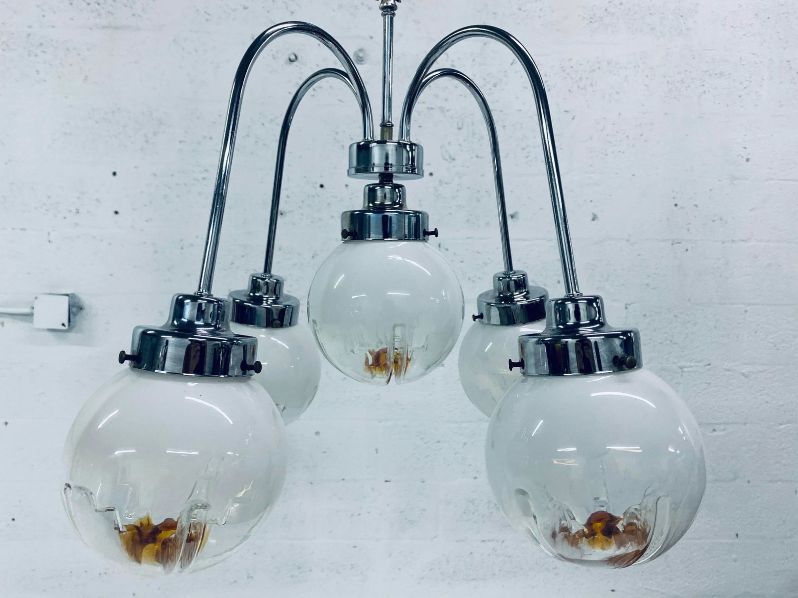 Mid-Century Modern Mazzega Five Arm Murano Glass Chandelier - 2