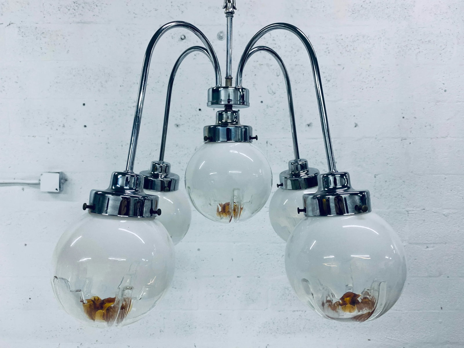 Mid-Century Modern Mazzega Five Arm Murano Glass Chandelier - 4