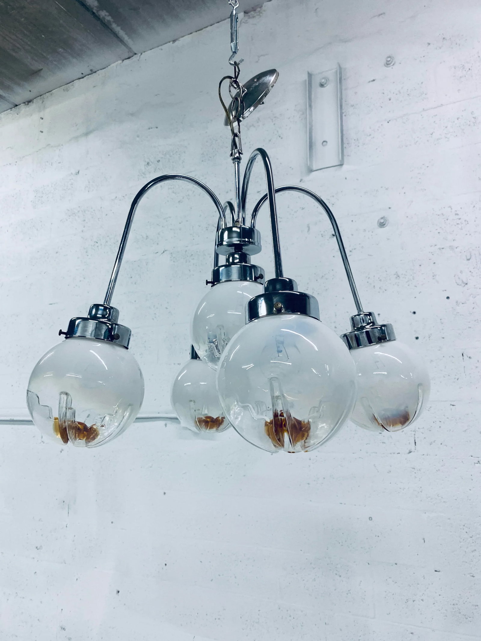 Mid-Century Modern Mazzega Five Arm Murano Glass Chandelier - 5