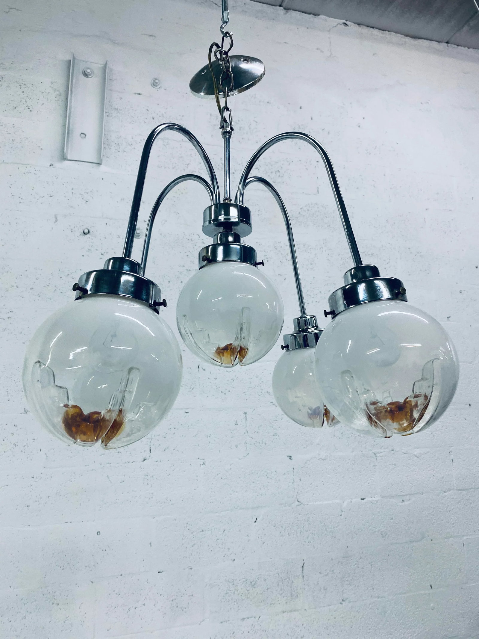 Mid-Century Modern Mazzega Five Arm Murano Glass Chandelier - 6