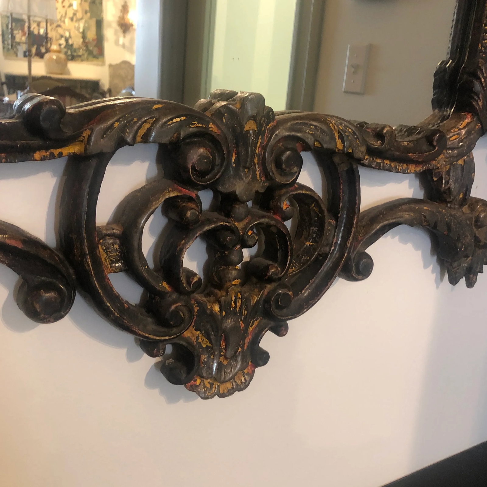 Vintage Italian Chinese Hand Carved Mirror With Chippendale Style - 3