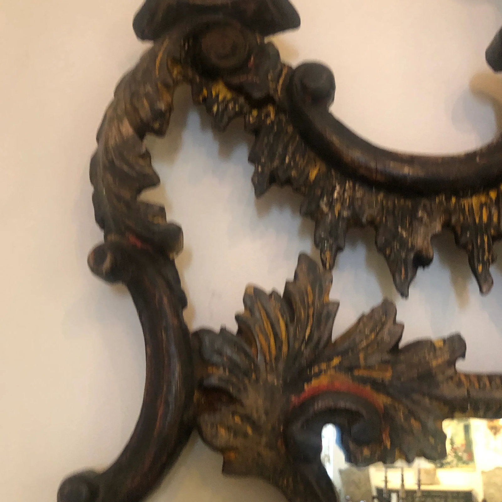 Vintage Italian Chinese Hand Carved Mirror With Chippendale Style - 8